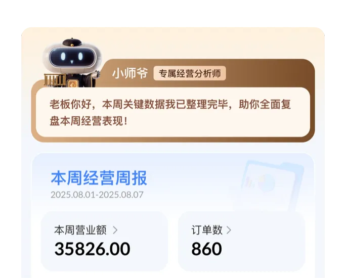 收钱吧餐饮 SaaS 经营数据看板示意