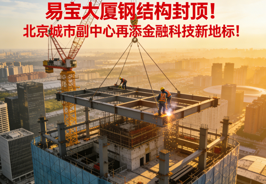 易宝大厦钢结构封顶！北京城市副中心再添金融科技新地标！